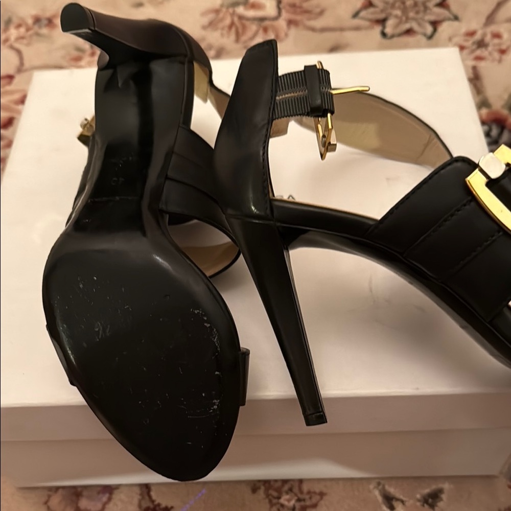 Balenciaga Sandal Pelle S. cuoio Veau Poli Black Women's Heels made in Italy 40 - Picture 7 of 9